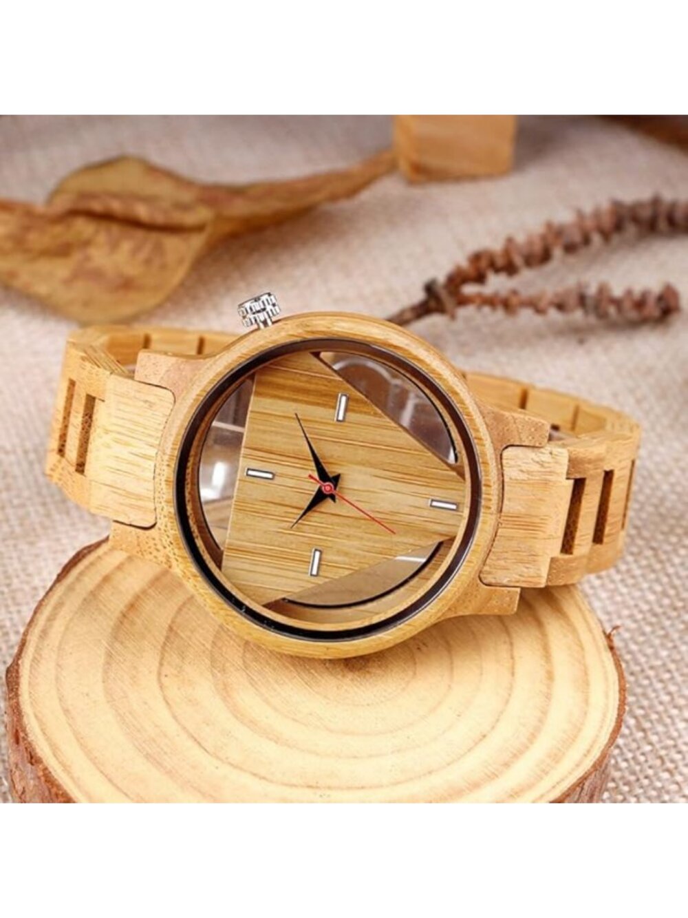 Men's Watch Colorful Bamboo Wooden Handmade Analog Dial Quartz Casual Wristwatch - Picture 5 of 7